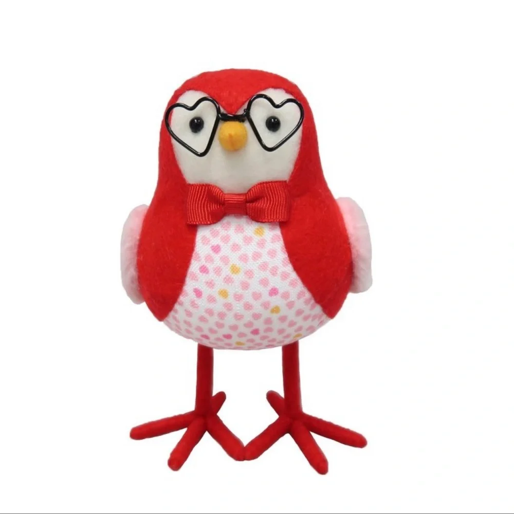 Target Fabric Valentine's Day Bird Figurine with Heart Shaped Glasses